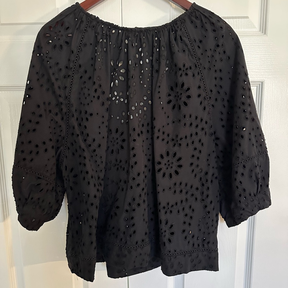 Zara Black Eyelet Blouse
